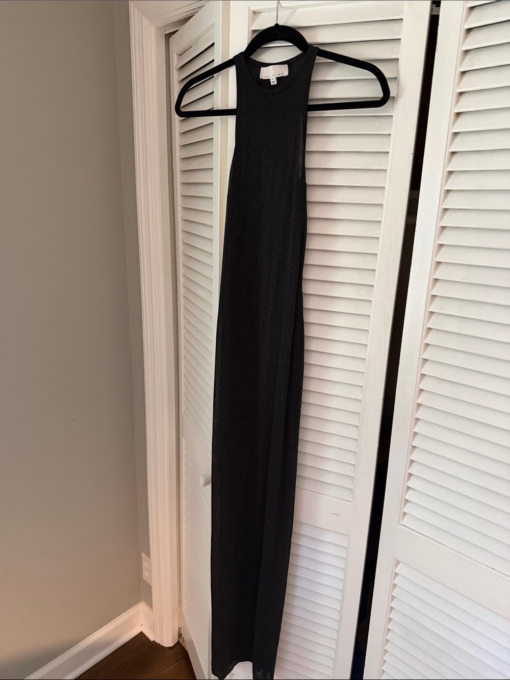 Fleur du Mal Black Ribbed High-Neck Maxi Dress